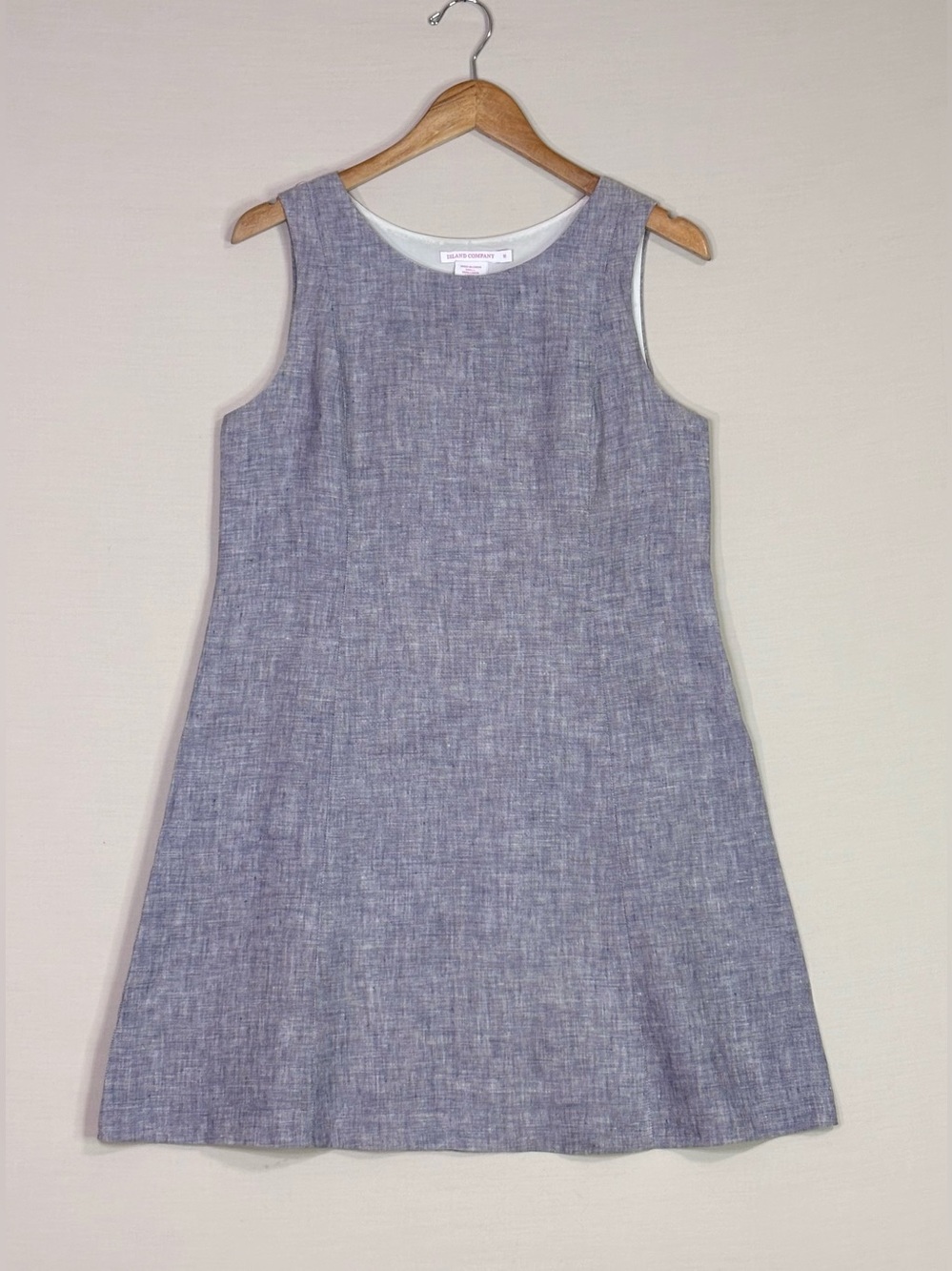 Island Company Blue Linen Shift Dress Sleeveless Coastal Resort Size Medium